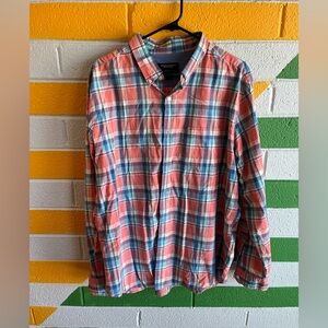 American Eagle Red and Blue Plaid Button Down Shirt